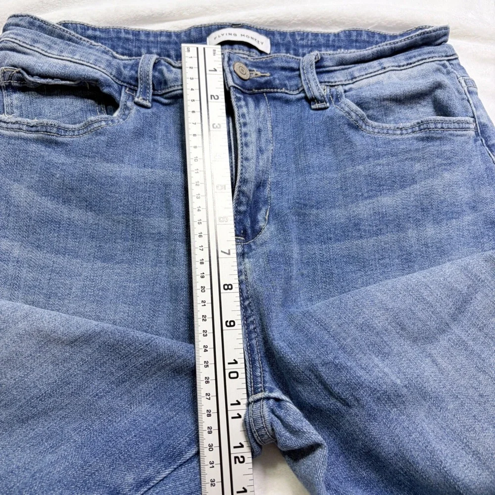 Flying Monkey Jeans Wide Leg High Rise Blue Raw Hem F5391 Size 31 - Picture 6 of 7